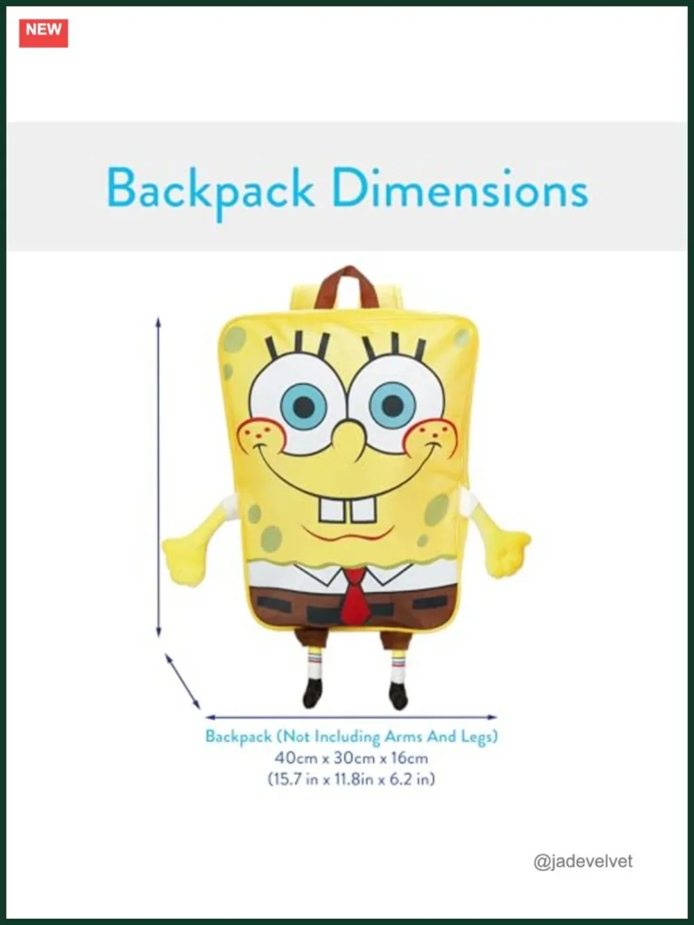 SpongeBob SquarePants Backpack with 3D Arms Legs, Kids School Bag, Polyester,